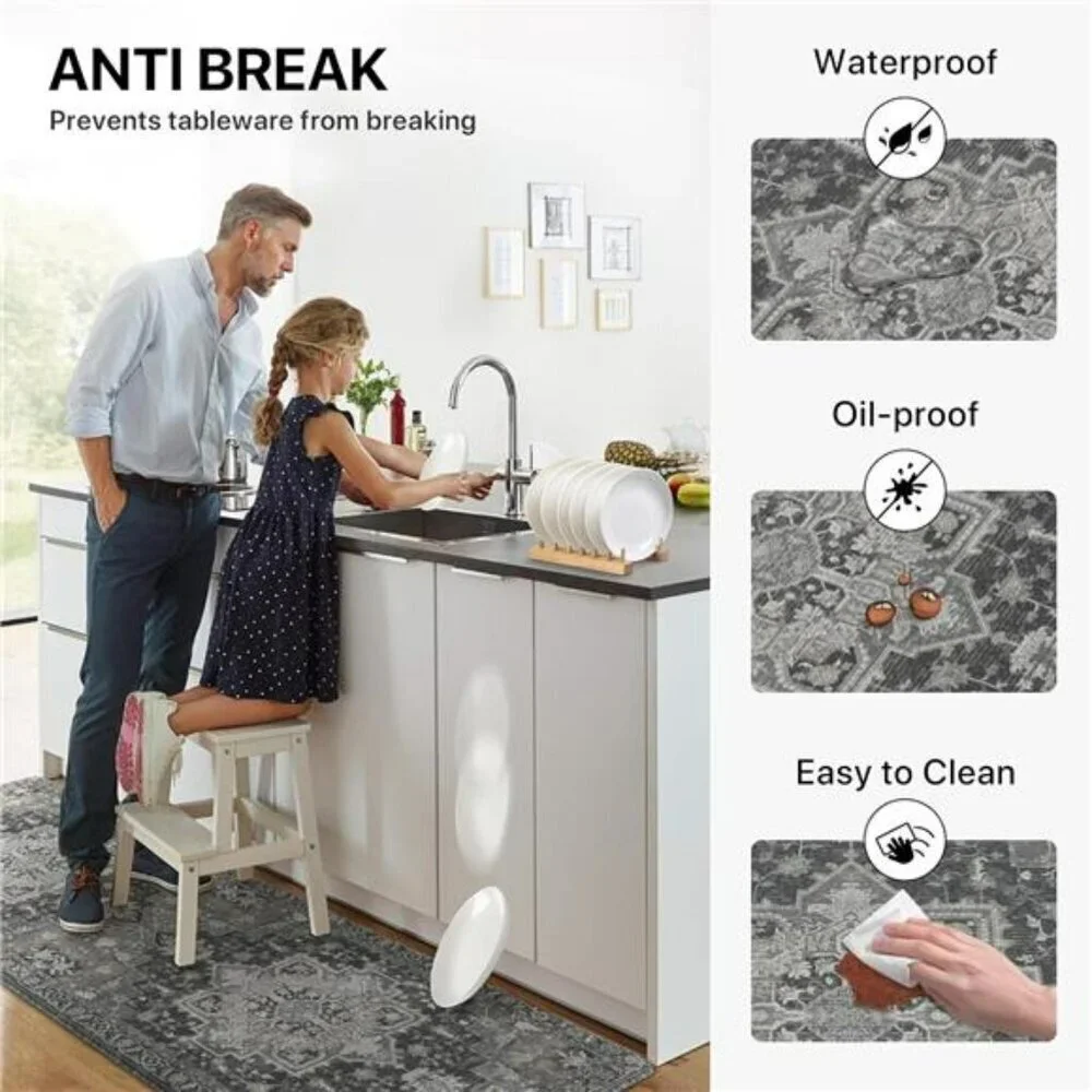 GENIMO Anti Fatigue Kitchen Mats Set of 2 Non Slip Waterproof Cushioned Rugs